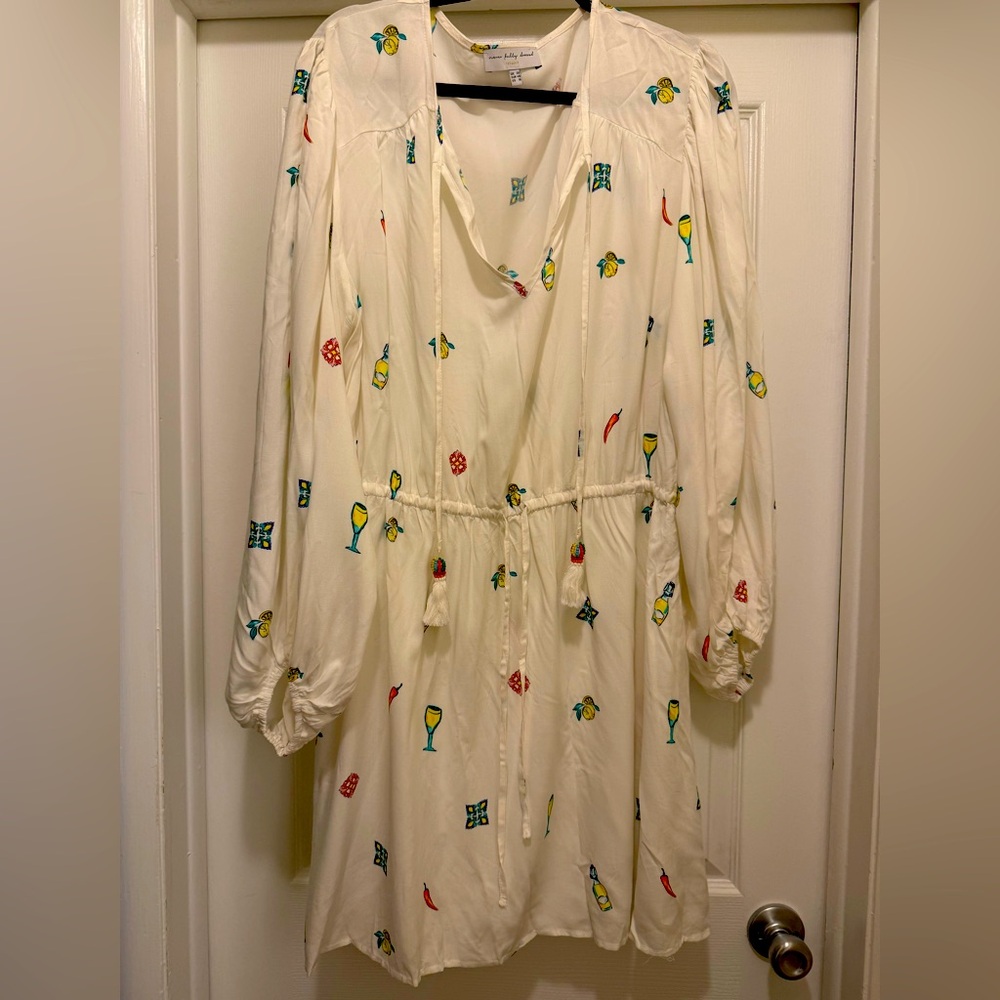 Never Fully Dressed Cream Mini Dress with Multicolor Accents